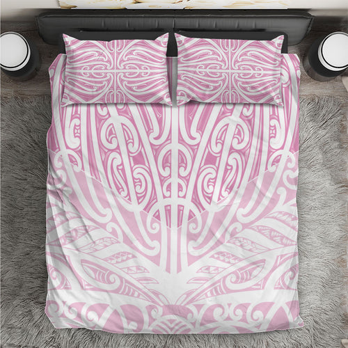 Pink New Zealand Puhoro Maori Tattoo Bedding Set
