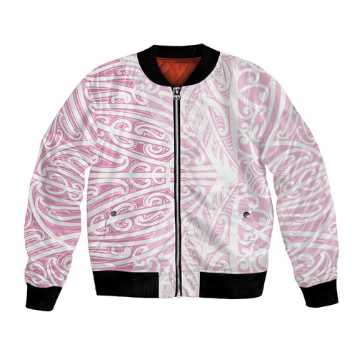 Pink New Zealand Puhoro Maori Tattoo Bomber Jacket