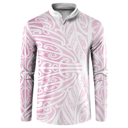 Pink New Zealand Puhoro Maori Tattoo Button Sweatshirt