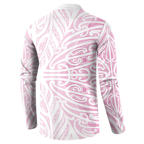 Pink New Zealand Puhoro Maori Tattoo Button Sweatshirt