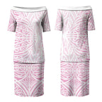 Pink New Zealand Puhoro Maori Tattoo Couples Matching Puletasi and Hawaiian Shirt LT14