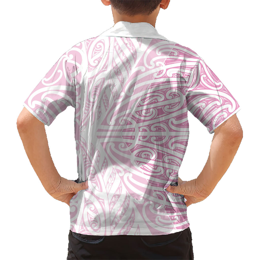 Pink New Zealand Puhoro Maori Tattoo Family Matching Off Shoulder Maxi Dress and Hawaiian Shirt