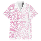Pink New Zealand Puhoro Maori Tattoo Family Matching Off Shoulder Maxi Dress and Hawaiian Shirt