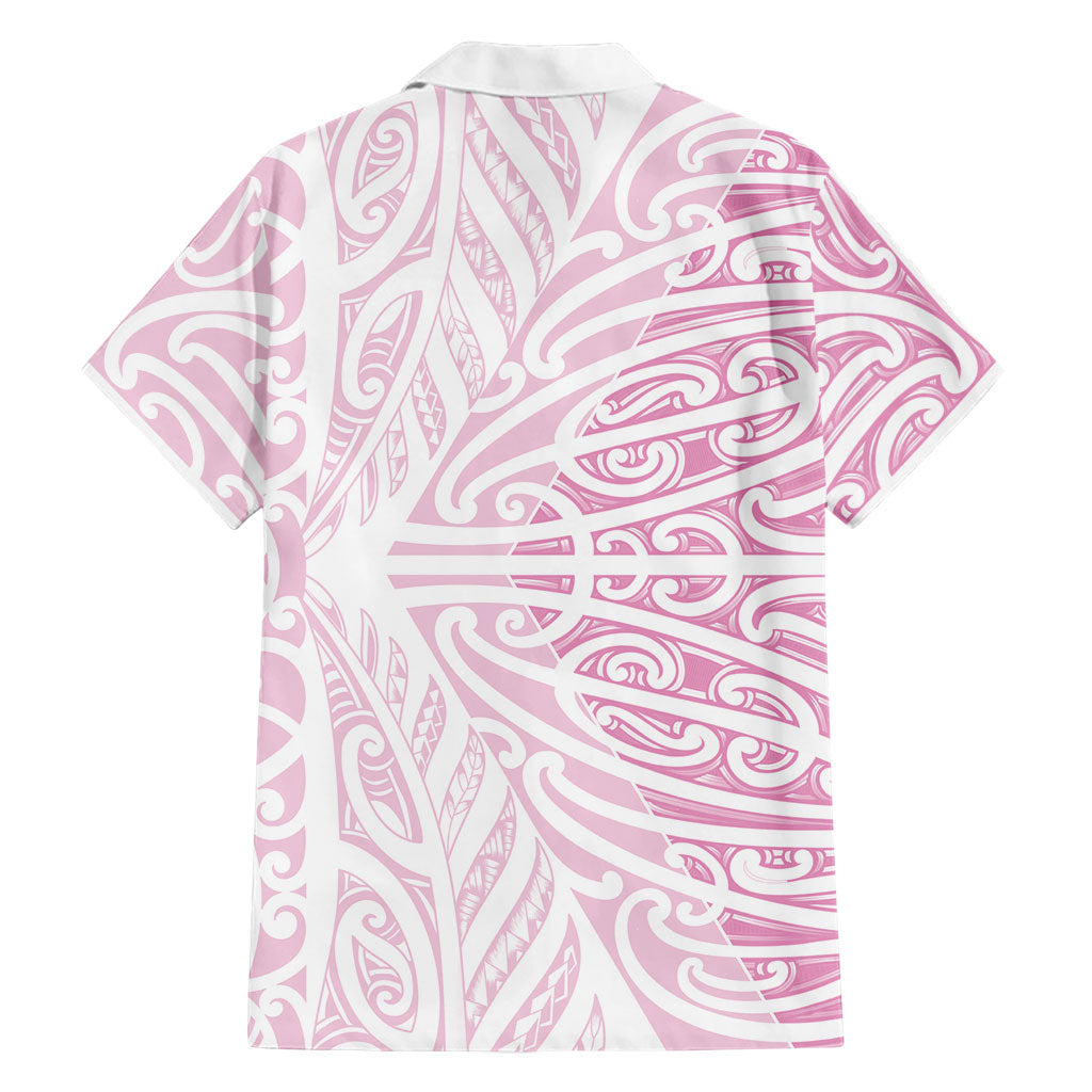 Pink New Zealand Puhoro Maori Tattoo Family Matching Off Shoulder Maxi Dress and Hawaiian Shirt