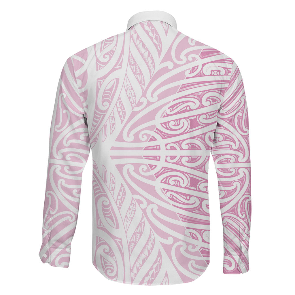 Pink New Zealand Puhoro Maori Tattoo Family Matching Off Shoulder Maxi Dress and Hawaiian Shirt
