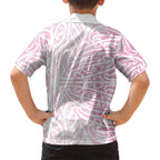 Pink New Zealand Puhoro Maori Tattoo Family Matching Off Shoulder Short Dress and Hawaiian Shirt