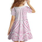 Pink New Zealand Puhoro Maori Tattoo Family Matching Puletasi and Hawaiian Shirt