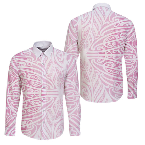Pink New Zealand Puhoro Maori Tattoo Family Matching Summer Maxi Dress and Hawaiian Shirt