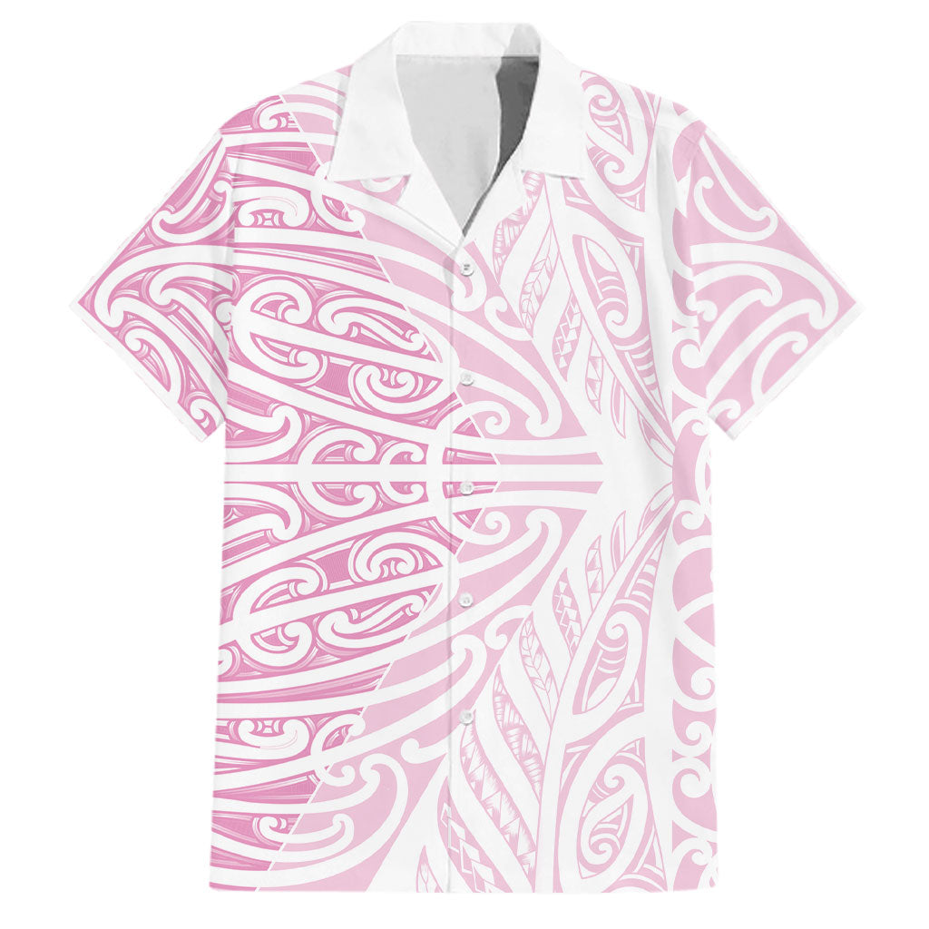 Pink New Zealand Puhoro Maori Tattoo Family Matching Tank Maxi Dress and Hawaiian Shirt
