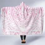 Pink New Zealand Puhoro Maori Tattoo Hooded Blanket