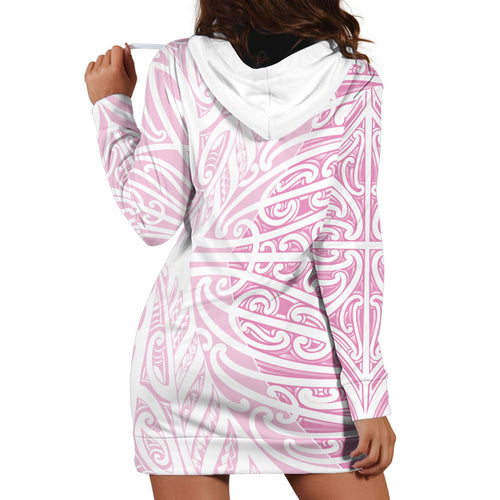 Pink New Zealand Puhoro Maori Tattoo Hoodie Dress