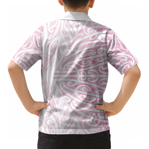 Pink New Zealand Puhoro Maori Tattoo Kid Hawaiian Shirt LT14