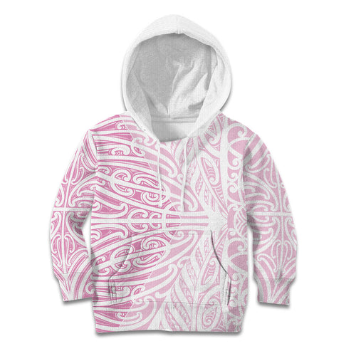 Pink New Zealand Puhoro Maori Tattoo Kid Hoodie