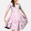 Pink New Zealand Puhoro Maori Tattoo Kid Short Sleeve Dress