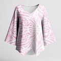 Pink New Zealand Puhoro Maori Tattoo Kimono Sleeve Blouse