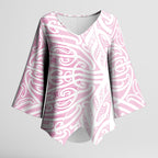 Pink New Zealand Puhoro Maori Tattoo Kimono Sleeve Blouse
