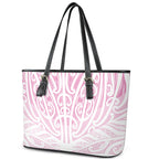 Pink New Zealand Puhoro Maori Tattoo Leather Tote Bag
