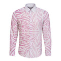 Pink New Zealand Puhoro Maori Tattoo Long Sleeve Button Shirt