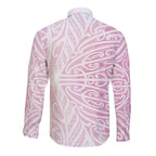 Pink New Zealand Puhoro Maori Tattoo Long Sleeve Button Shirt