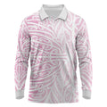 Pink New Zealand Puhoro Maori Tattoo Long Sleeve Polo Shirt