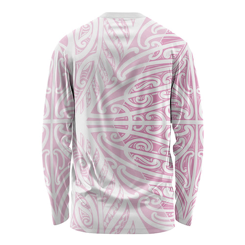 Pink New Zealand Puhoro Maori Tattoo Long Sleeve Shirt