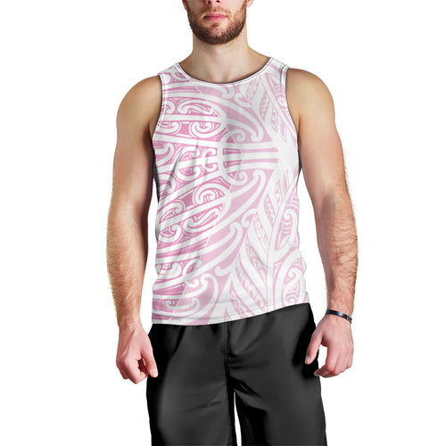 Pink New Zealand Puhoro Maori Tattoo Men Tank Top