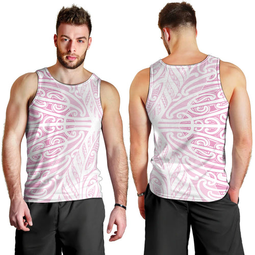 Pink New Zealand Puhoro Maori Tattoo Men Tank Top