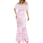 Pink New Zealand Puhoro Maori Tattoo Mermaid Dress