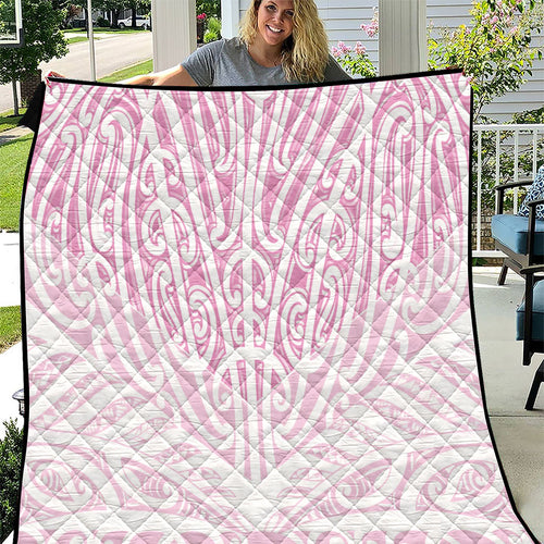 Pink New Zealand Puhoro Maori Tattoo Quilt