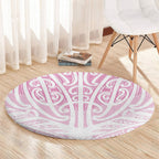 Pink New Zealand Puhoro Maori Tattoo Round Carpet