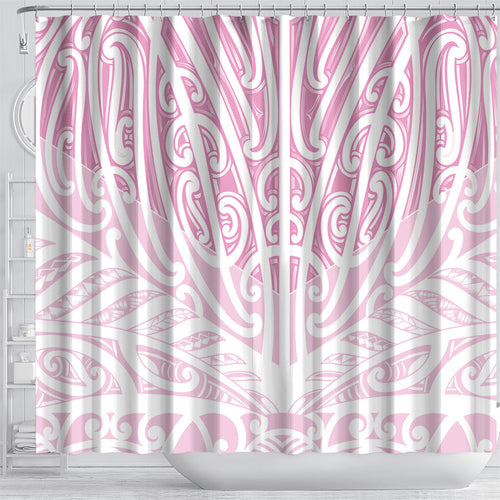 Pink New Zealand Puhoro Maori Tattoo Shower Curtain