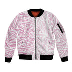 Pink New Zealand Puhoro Maori Tattoo Sleeve Zip Bomber Jacket