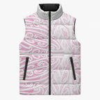 Pink New Zealand Puhoro Maori Tattoo Sleeveless Puffer Jacket