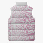 Pink New Zealand Puhoro Maori Tattoo Sleeveless Puffer Jacket