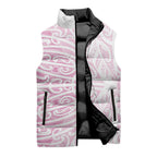 Pink New Zealand Puhoro Maori Tattoo Sleeveless Puffer Jacket