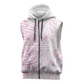 Pink New Zealand Puhoro Maori Tattoo Sleeveless Zip Hoodie