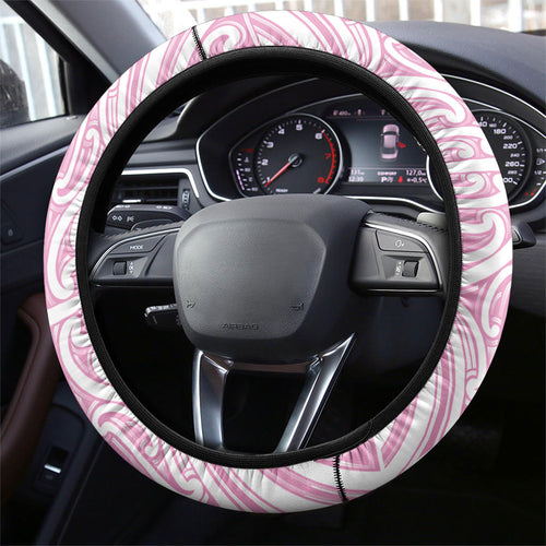 Pink New Zealand Puhoro Maori Tattoo Steering Wheel Cover