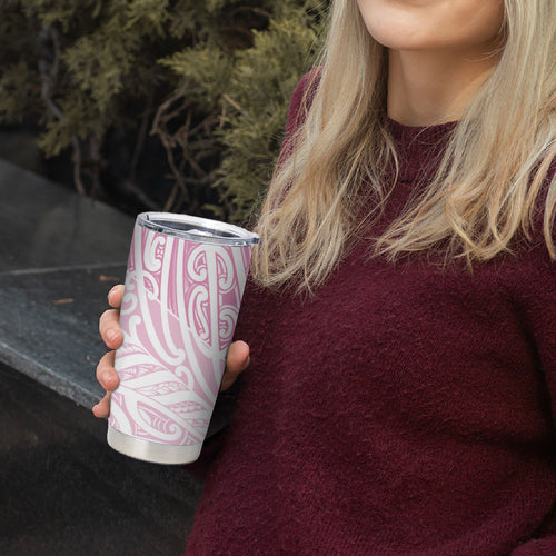 Pink New Zealand Puhoro Maori Tattoo Tumbler Cup