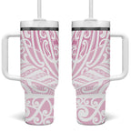 Pink New Zealand Puhoro Maori Tattoo Tumbler With Handle