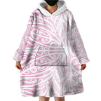 Pink New Zealand Puhoro Maori Tattoo Wearable Blanket Hoodie