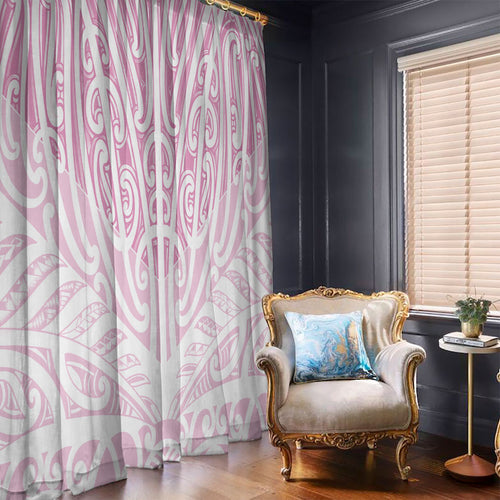 Pink New Zealand Puhoro Maori Tattoo Window Curtain
