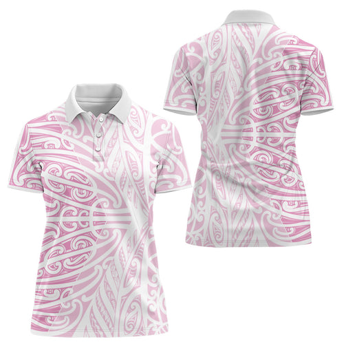 Pink New Zealand Puhoro Maori Tattoo Women Polo Shirt