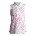 Pink New Zealand Puhoro Maori Tattoo Women Sleeveless Polo Shirt