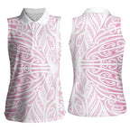 Pink New Zealand Puhoro Maori Tattoo Women Sleeveless Polo Shirt