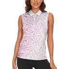 Pink New Zealand Puhoro Maori Tattoo Women Sleeveless Polo Shirt