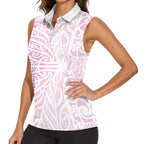 Pink New Zealand Puhoro Maori Tattoo Women Sleeveless Polo Shirt