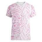 Pink New Zealand Puhoro Maori Tattoo Women V-Neck T-Shirt
