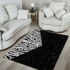 Black New Zealand Puhoro Maori Tattoo Area Rug