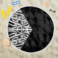 Black New Zealand Puhoro Maori Tattoo Beach Blanket