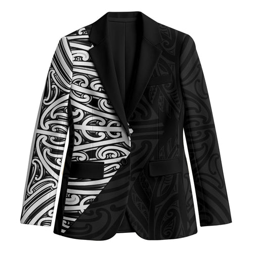Black New Zealand Puhoro Maori Tattoo Blazer